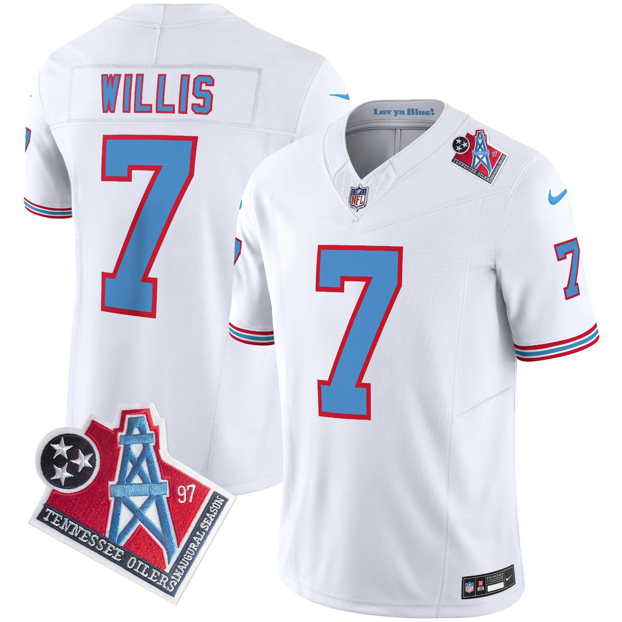 Men Tennessee Titans 7 Willis White 1997 Throwback 2024 Nike Limited Vapor NFL Jersey